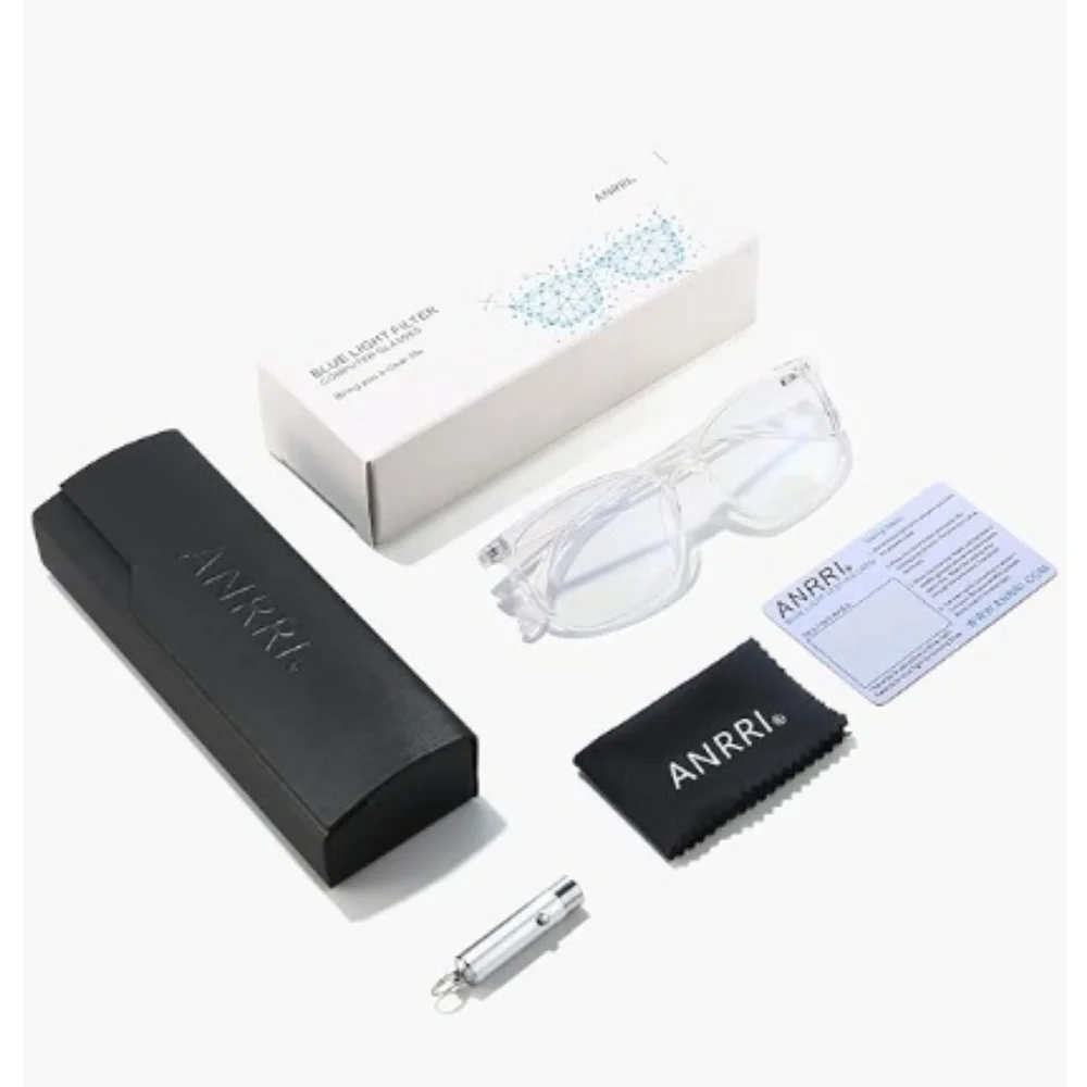 Blue Light Blocking Anti Eyestrain Lens Eyeglasses Crystal Frame
